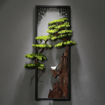 New Chinese style entrance wall wall decoration living room office background wall wrought iron pendant welcome pine green decoration wall hanging