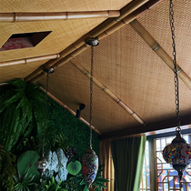 High-end hand-decorated bamboo table restaurant tavern restaurant teahouse ceiling wall decorated bamboo seat carbonized retro