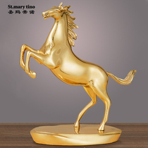 Light luxury pure copper horse ornaments study Opening Ceremony new room gift living room all copper home decoration bedroom cabinet window