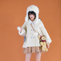  (White rabbit candy jacket)withpuji original lantern sleeve rabbit hair autumn and winter padded lolita winter clothes