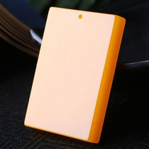 玉翡缘玉器和田玉黄龙玉平安无事牌鸡油黄料玉牌 玉佩吊坠挂件