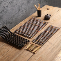 Bamboo small bamboo row tea mat Rattan woven tea set Bamboo row Boat row Bamboo tea mat Tea mat Cup mat Cup holder Tea ceremony accessories