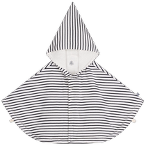 French sailing boat Petitbateau2024 early spring new baby pure cotton striped hooded cloak A09MQ