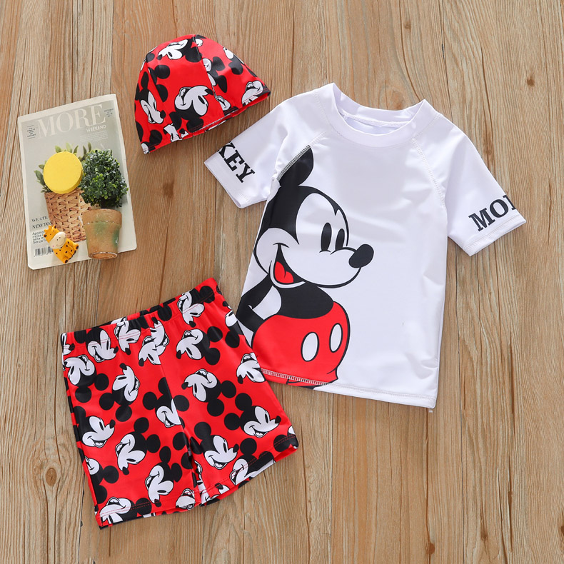 Foreign Trade Children's Swimsuit Baby Boy Mickey Two piece of small middle-sized children sunscreen dry swimsuit beach resort surfing