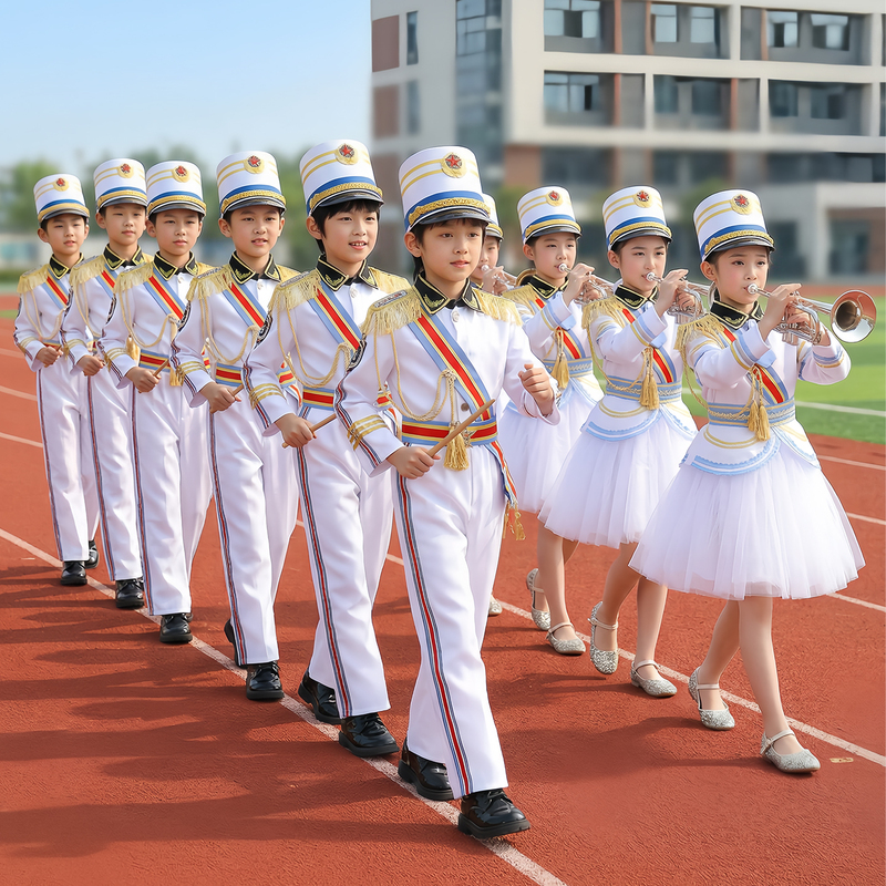 Children's Flag-Raising Team Uniforms, Primary and Secondary School Students' Drum and Fan Team Uniforms, Female Sports Games Honor Guard Opening Ceremony Performance Uniforms for Women
