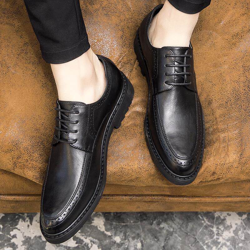 Tide - branded leather shoes men in 2023 summer Han edition of the tip British Breathable Leather Background men's leisure business increased