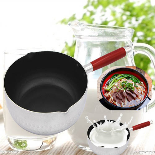 Wooden handle snow pan thickened Japanese aluminum juice pot soup powder cooking pot aluminum juice pot porridge pot milk pot boiled milk