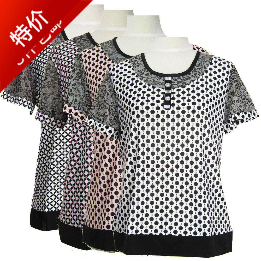 Clearance sale ladies short-sleeved T shirt round collar new middle aged and elderly summer repair body shirt mother turtleneck