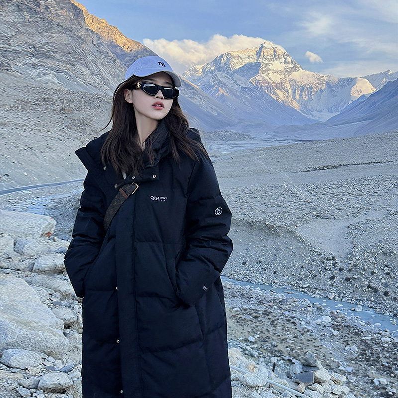 Down Cotton Clothing Woman Winter 2023 New Thickening Medium Long cotton coat jacket loose Big code over knee long cotton padded jacket-Taobao