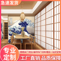 Japanese-style sliding door Solid wooden kitchen door and door tatami door door partition cuisine shop customized