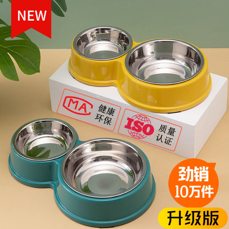 Cat bowls dog bowls anti-turning cat rice bowls pets drinking water bowls dog food pots cat food Cat Food Double Bowls Dog Bowls supplies