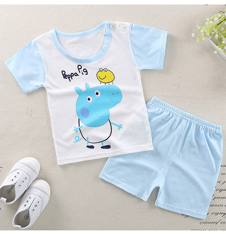 Mùa hè chàng trai và cô gái bông t- shirt quần short phù hợp với bé quần short ngắn tay áo hai mảnh bé thiết lập 0-5 tuổi