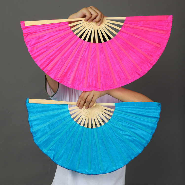 Original dancing mountain laughing water laughing people laugh rose red lake blue two-color dance fan performance props stage custom color
