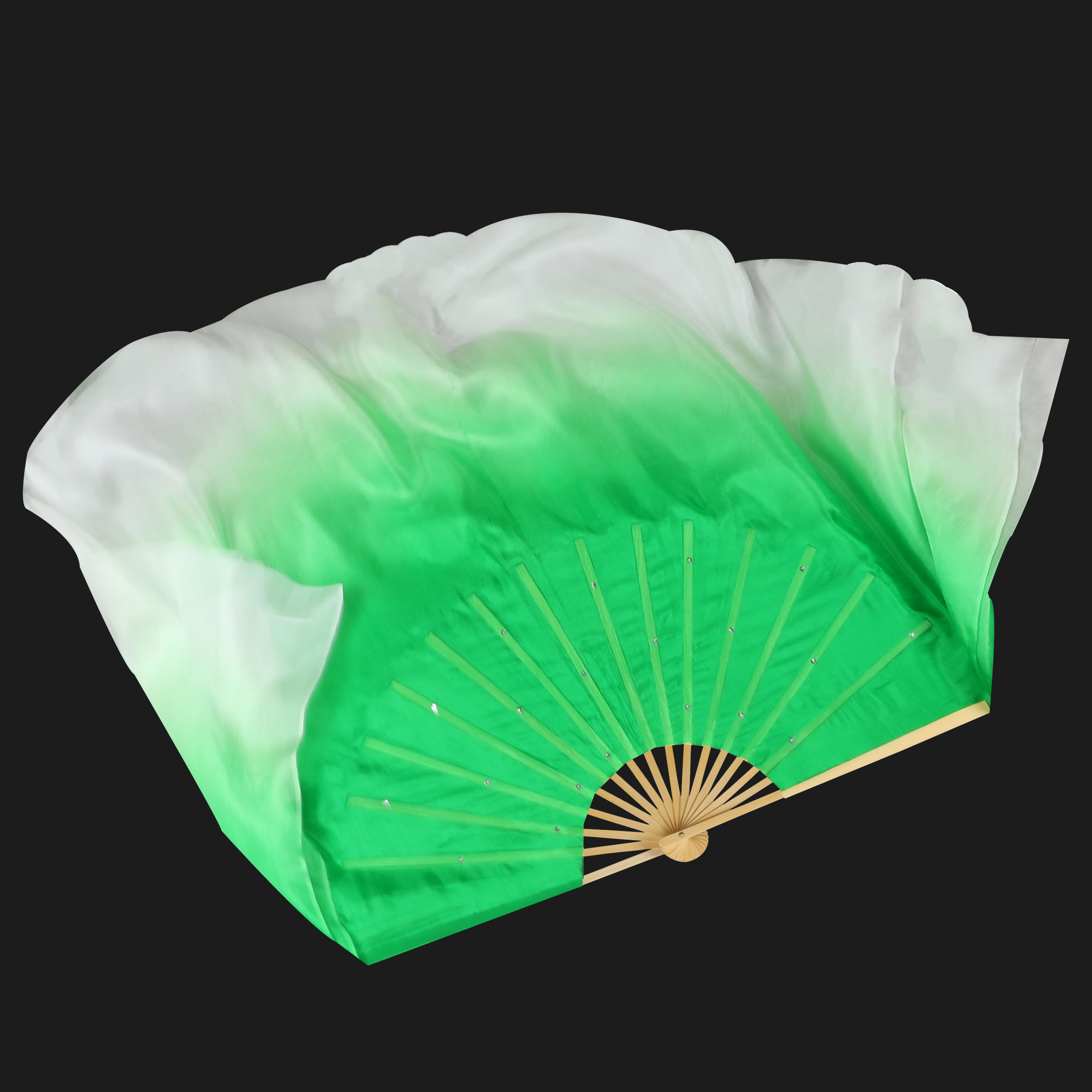 Silk dance fan Dance fan Double-sided fan Gradient color extended fan Green gradient fan custom