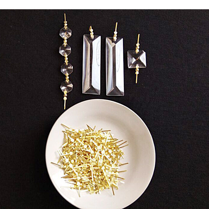 Crystal Lights Accessories Golden Bronze Butterfly Buckle DIY Bead Curtain Metal Accessories Crystal Triangular Bar Connector