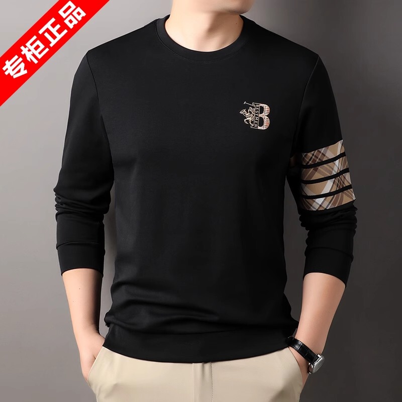 Bajia Baoli New High-Quality Long-Sleeve T-Shirt for Men, Round Neck, Spring and Autumn New Men's T-Shirt, Base Layer Sweatshirt