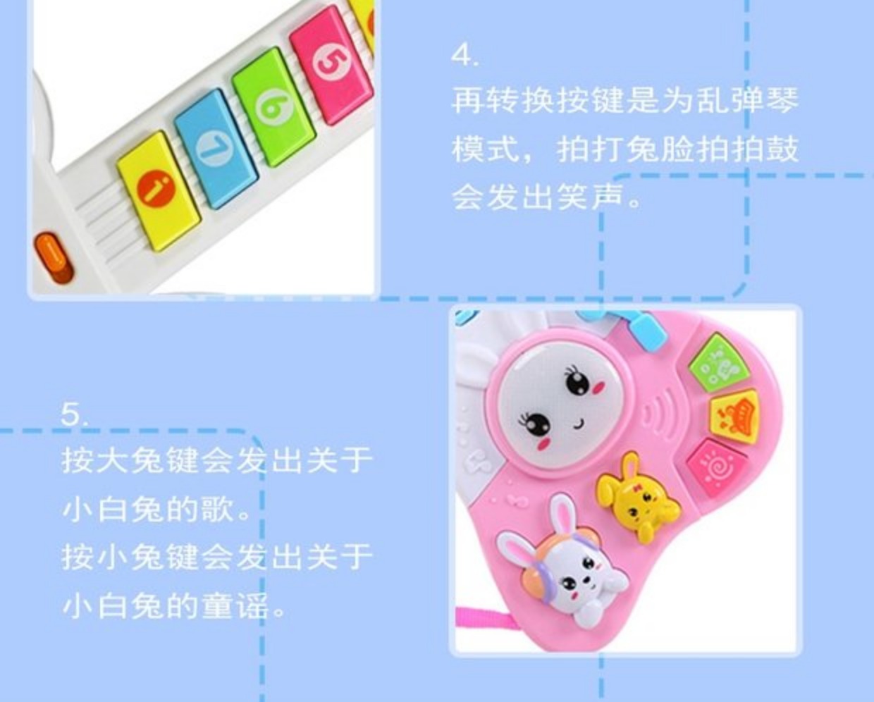 Trẻ em âm nhạc phim hoạt hình guitar bé bàn phím mô phỏng guitar giáo dục sớm câu đố đồ chơi âm nhạc 0-1-3 tuổi thiết bị mầm non