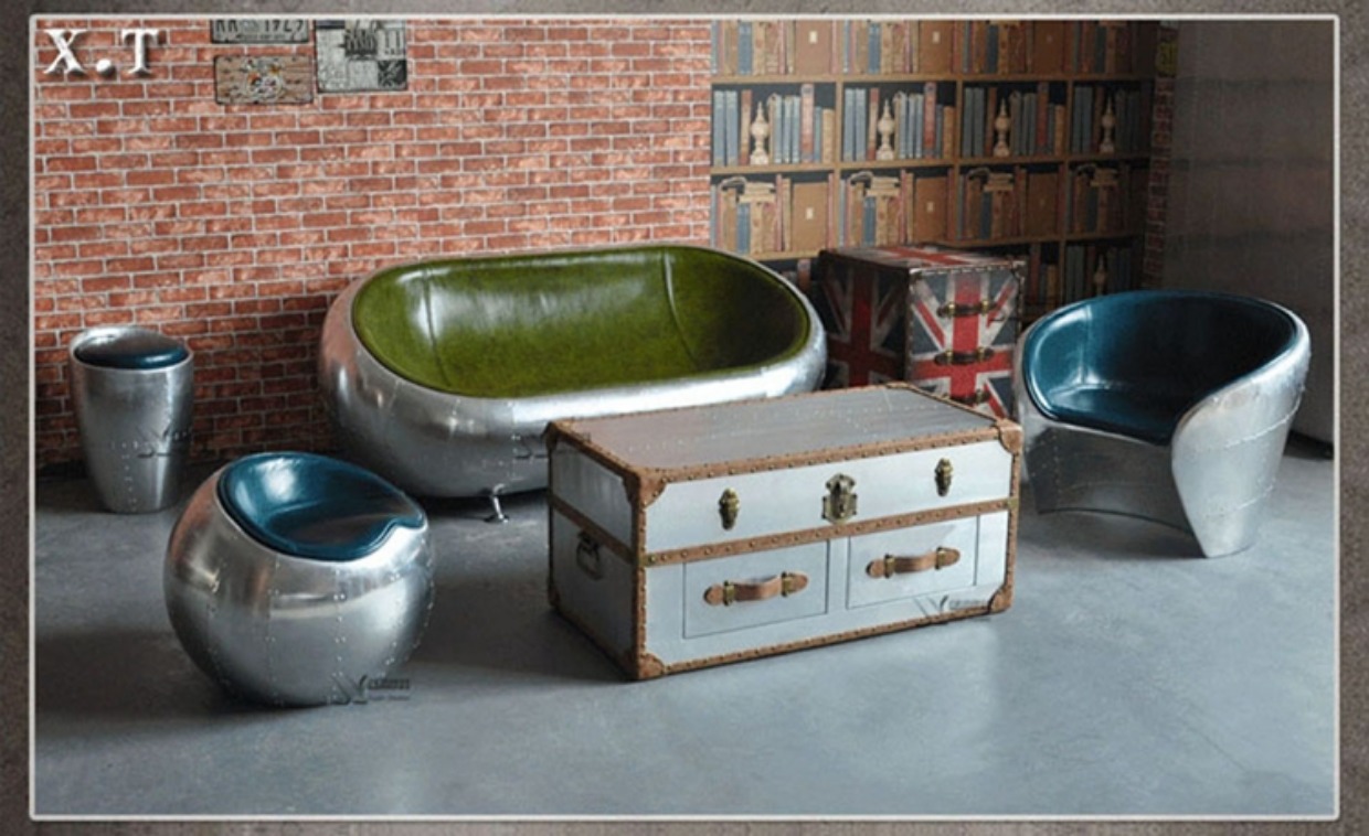đinh tán nhôm ghế sofa da ghế LOFT kim loại hình cầu phong cách công nghiệp sofa sofa phong cách cá tính cửa hàng quần áo - Ghế sô pha bộ ghế sofa phòng khách