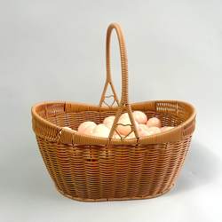 Handmade Creative Ingot-Shaped Woven Shopping Basket, Picnic Basket, Fruit Picking Basket, Egg Basket, Grocery Basket