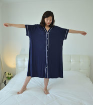 Fat MM pregnant women plus fat plus size cardigan nightgown summer Women Modal open buckle loose home pajamas 200 Jin