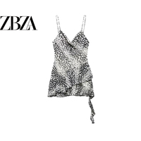 ZR European and American style foreign trade ZA women's fashionable asymmetrical printed mini dress 3564117
