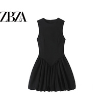 ZR European and American style foreign trade ZA women's clothing Qianjin style balloon effect sleeveless short dress 3644152