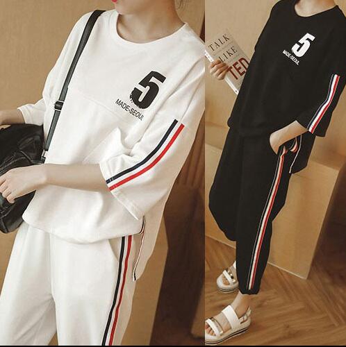 Summer ladies pajamas women summer short sleeve trousers Korean version of fresh students casual cotton home clothing two-piece suit