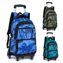 Middle school students trolley school bag third fifth and sixth grades portable large-capacity stair climbing childrens primary school students waterproof backpack