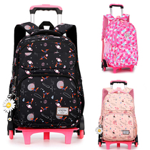 Six-wheeled climbing hand-pulled large-capacity primary and secondary school students 369th grade boys and girls load-reducing waterproof trolley backpack