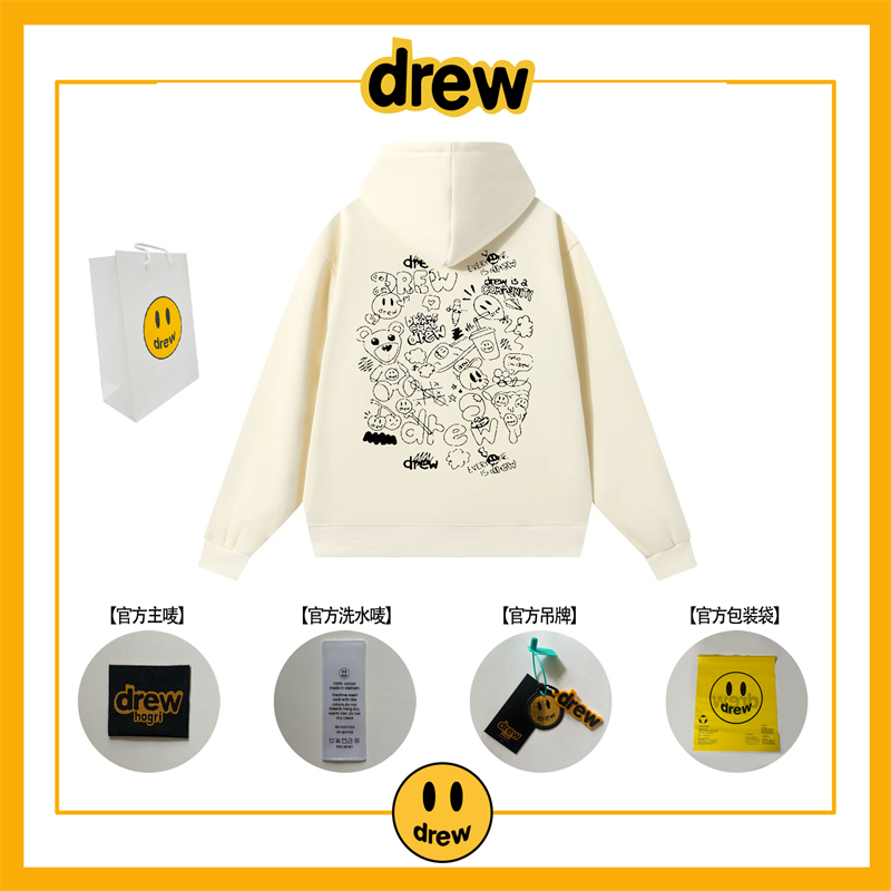 Drew Sweatshirt Men's Hooded Pure Cotton Loose Justin Bieber Trendy Brand Hoodie Couple Pullover Jacket Top Women