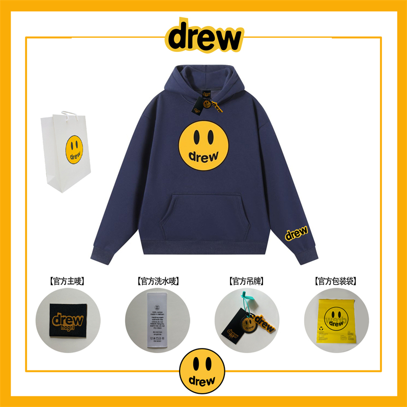 Drew Hooded Sweatshirt Men's Pure Cotton Fleece-Lined Autumn and Winter Justin Bieber Trendy Brand Loose Hoodie Pullover Couple's Jacket
