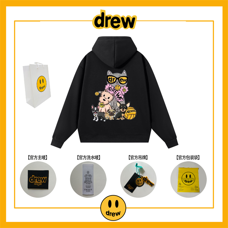 Drew Hooded Sweatshirt for Men, Autumn and Winter Trendy Brand Couple Pullover Hoodie, Justin Bieber European and American Hoodie Top for Women