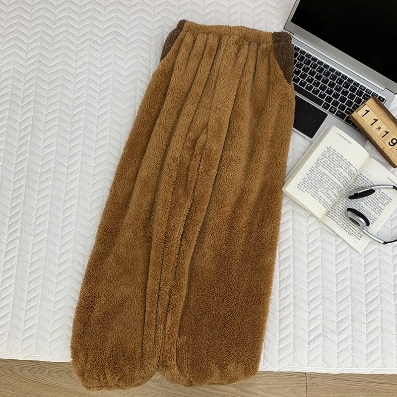 Coral Fleece Pajama Pants for Women, Autumn and Winter Thickened Warm Flannel Pants, Solid Color Jogger Pants, Plush Loungewear Pants Coral Fleece Pajama Pants for Women, Autumn and Winter Thickened Warm Flannel Pants, Solid Color Jogger Pants, Plush Loungewear Pants