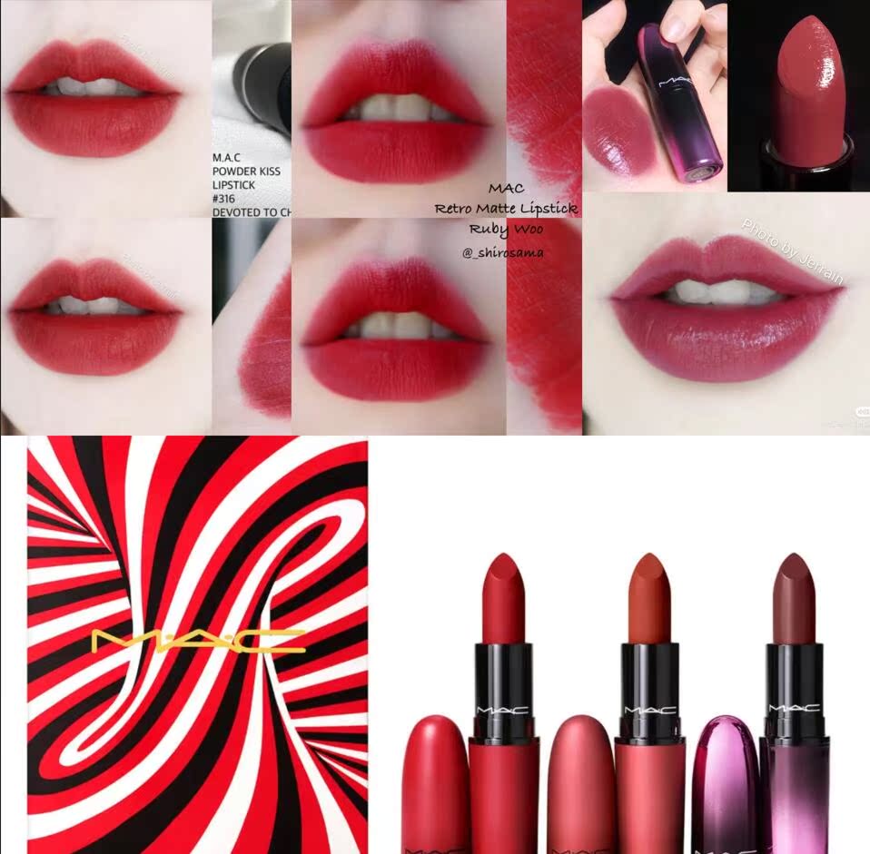 (Spot) MAC Christmas limited set bullet * head lipstick 3g*3 ruby ​​woo 316 408