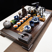 Kung Fu tea set Ebony solid wood tea tray table set household ceramic purple sand tea cup automatic tea set Simple