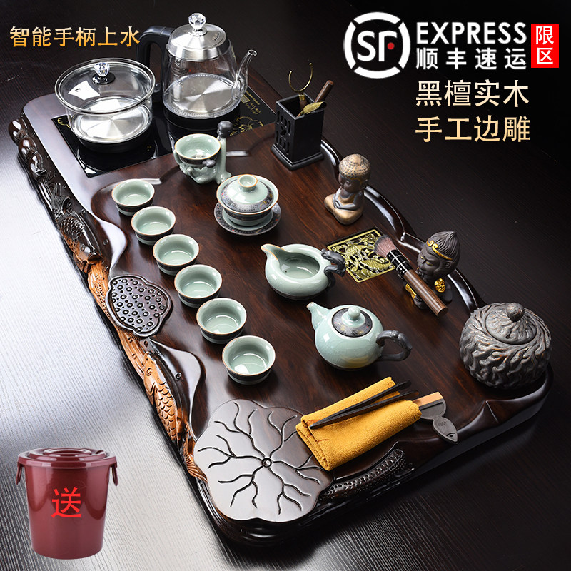 🍵古韵新生！黑檀实木茶盘茶台整套功夫茶海茶具套装，让你的茶歇时光更雅致！🌟-茶盘-淘宝好物网