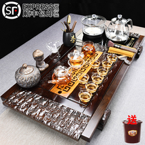 High-end solid wood tea tray tea table tea set Purple sand tea sea tea cup set Four-in-one kettle one household