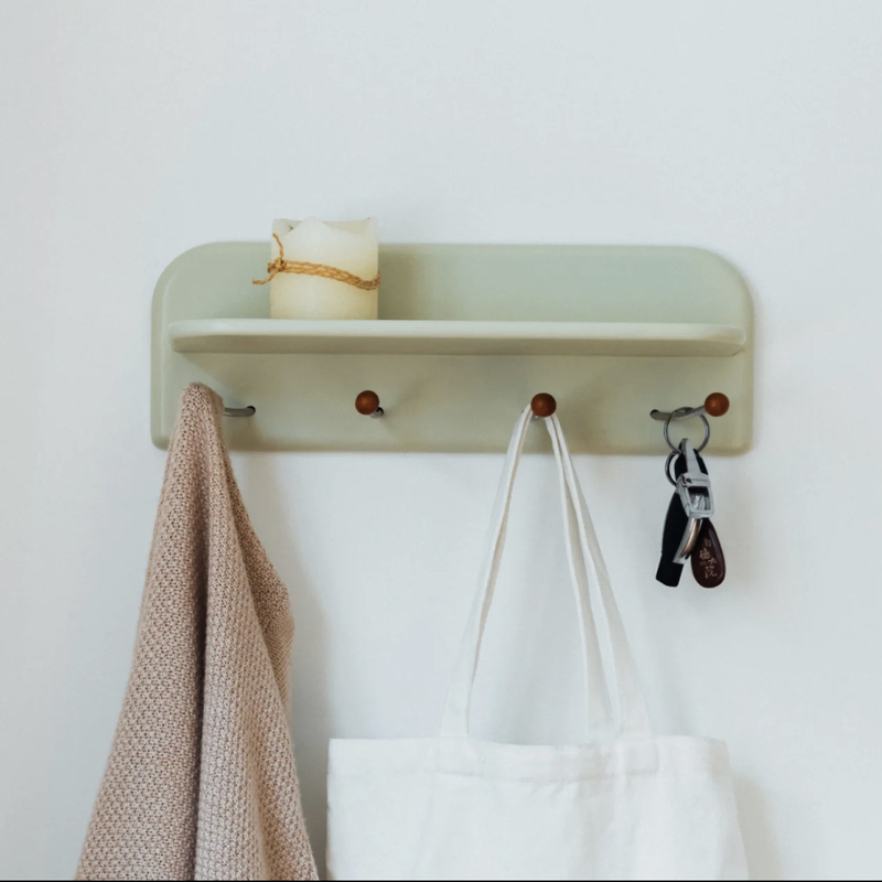 Nordic Japanese-Style Solid Wood Coat Rack Living Room Entrance Bedroom Wall-Mounted Shelf Storage Rack Key and Hat Hanger