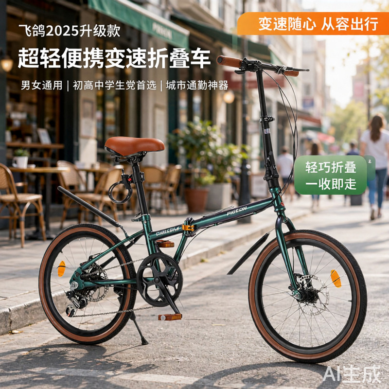 Feige 2025 Upgraded Folding Bicycle, Ultra-Light and Portable, Variable Speed, Unisex, Suitable for Adults, Middle and High School Students