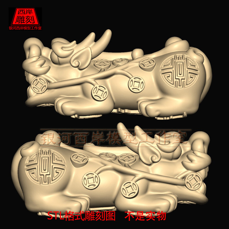Money Pixiu hand string handle stl format round carving engraving machine 3D stereogram 3D model