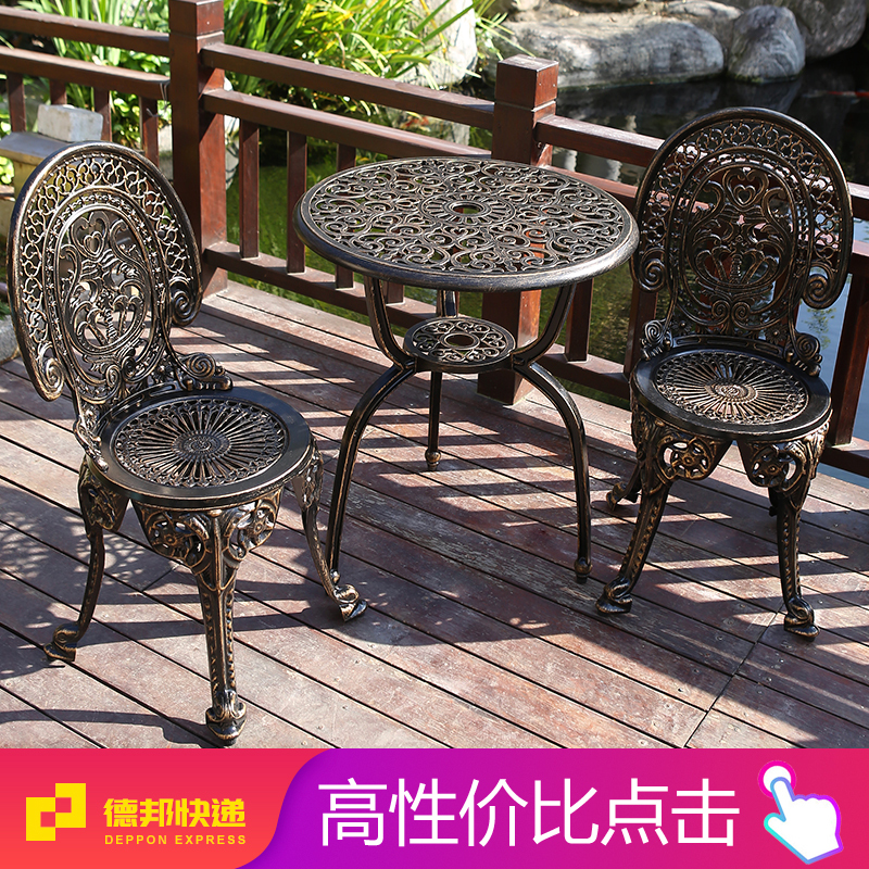 Outdoor Balcony Cast Aluminum Table and Chair Set, Three or Five Pieces, Outdoor Leisure, Open-Air Garden, Courtyard, Waterproof, Villa, Nordic Modern
