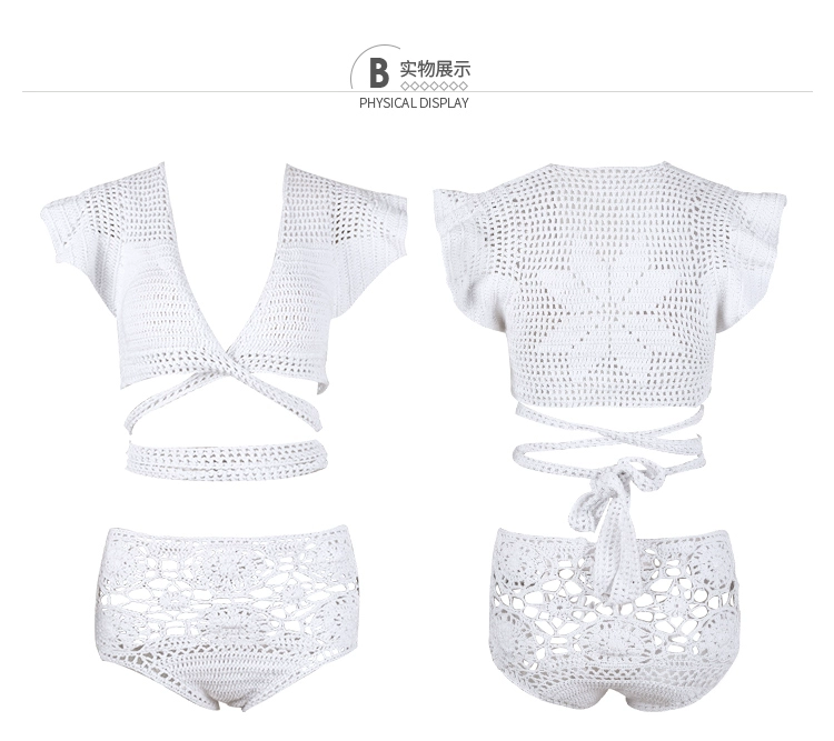 Đồ bơi châu Âu và Mỹ của phụ nữ đan bikini gợi cảm ba điểm siêu lộ ngực nhỏ ngực chia nhỏ kỳ nghỉ mặc bơi - Bikinis