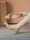 French-Style Shallow Professional Women's Shoes, Soft Leather Pointed-Toe Shoes, Comfortable High Heels, Chunky Heels, Nude Color, Suitable for Pairing with Skirts, Work Shoes