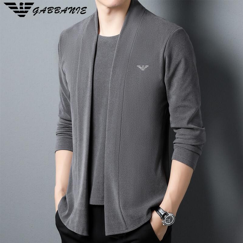 Authentic Italian Autumn Two-Piece Long-Sleeve Cardigan Men's T-Shirt Korean Style Casual Personality Men's Fashion Jacket