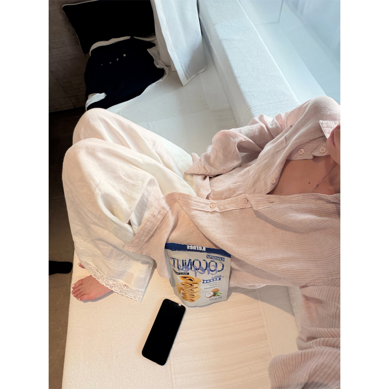 Ease Clean and Refreshing Summer Pink 100-Color Woven Linen Loose-Fitting Long-Sleeved Shirt Ease Clean and Refreshing Summer Pink 100-Color Woven Linen Loose-Fitting Long-Sleeved Shirt