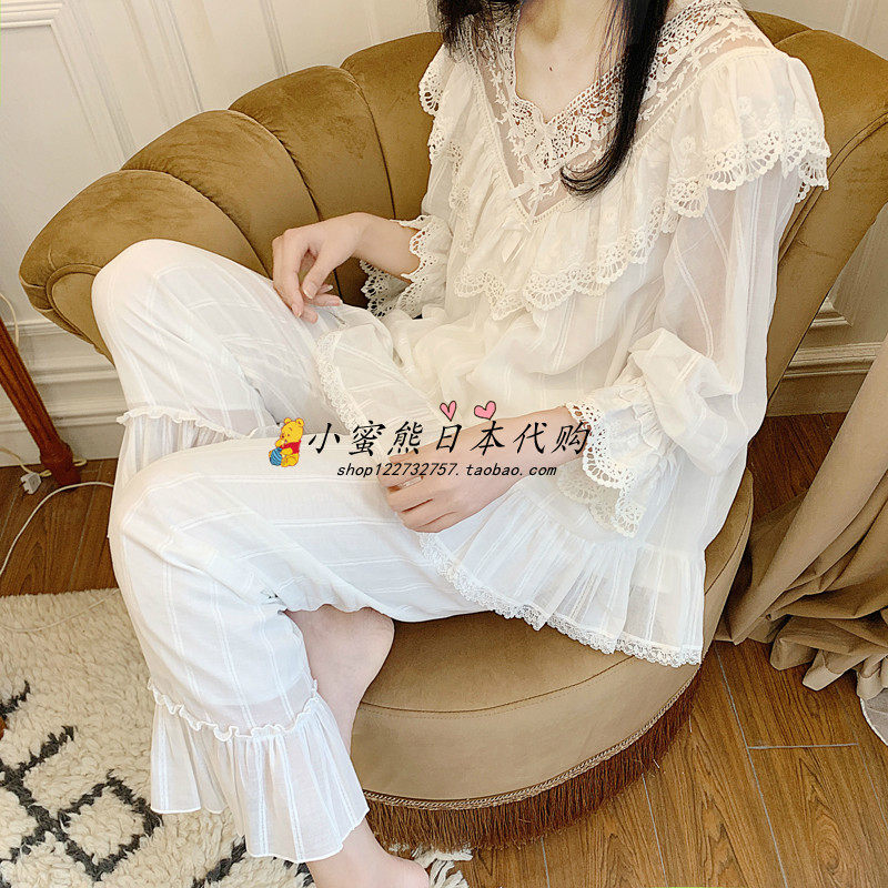 Japanese gp cute princess style pajamas women's cotton lace court style home service suit