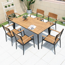 Outdoor plastic wooden table chair courtyVilla garden café aluminum alloy anti-corrosion wood Neptune open-air leisure