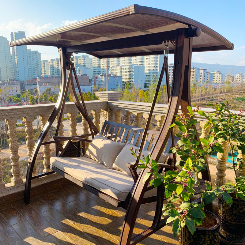 Outdoor Shimos cast aluminum alloy solar lifting chair Yangtai outdoor rocking chair double leisure hanging basket net red garden