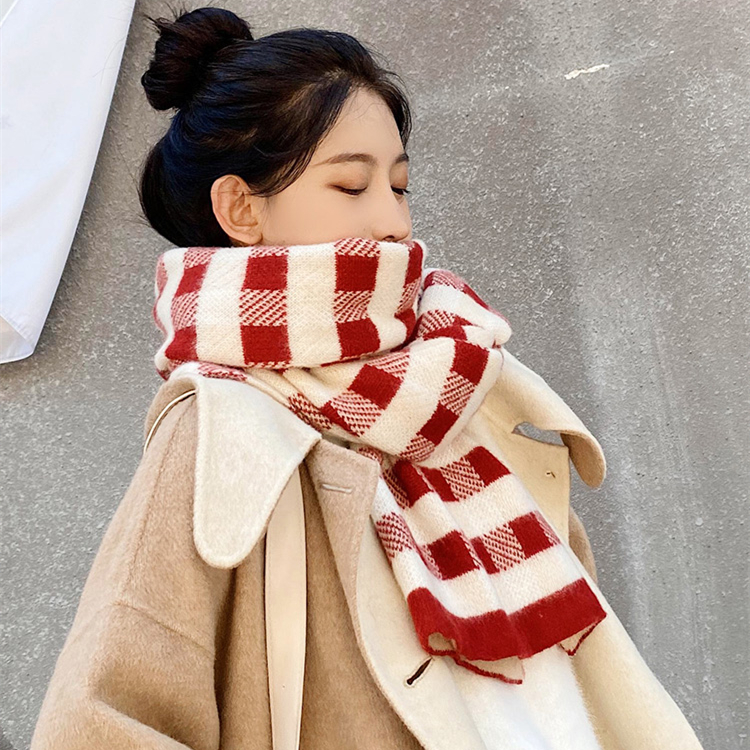 Cailin Kelin knitting grid scarf female warm in winter and cute girl thickened around her neck