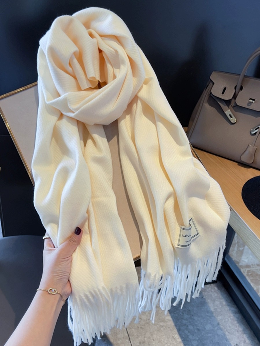 Cailin Kelin simple pure color ~ Mian soft classic 100 lap scarves woman warm and long style shawl collar dual-use-Taobao